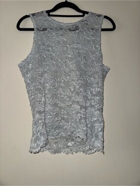 Coco Club Light Blue Lace Sleeveless Top Size Medium